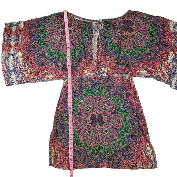 Farm Rio V-Neck Caftan Dress in Multicolor Paisley Print Size Medium - Picture 10 of 16